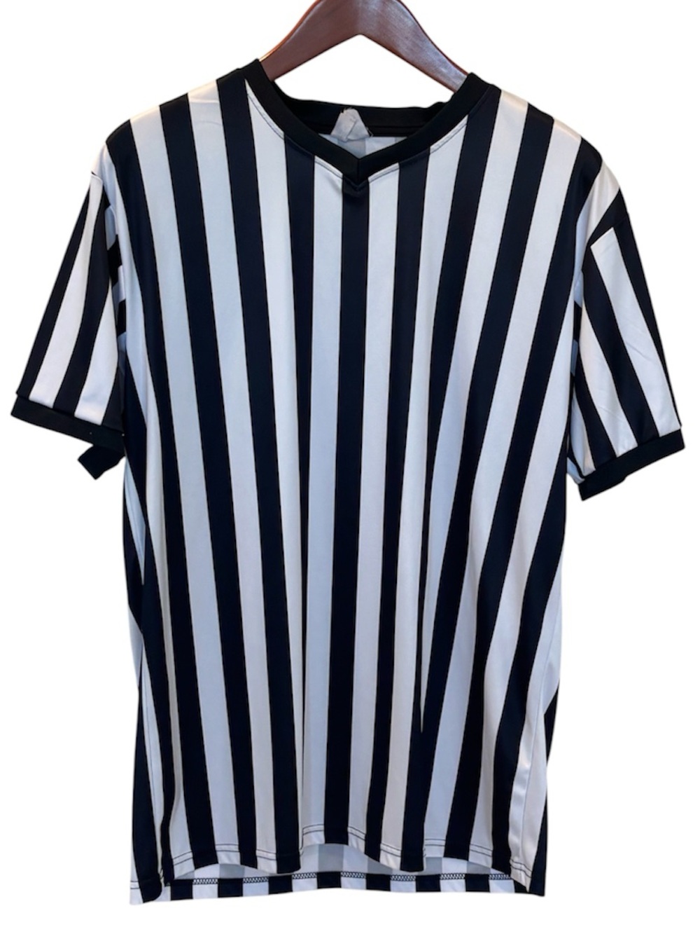Men's Black & White Vertical Stripe Short Sleeve Shirt